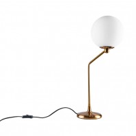 Mercator-Marilyn Table Lamp-White Frosted Glass Shade with Aged Brass Metalware